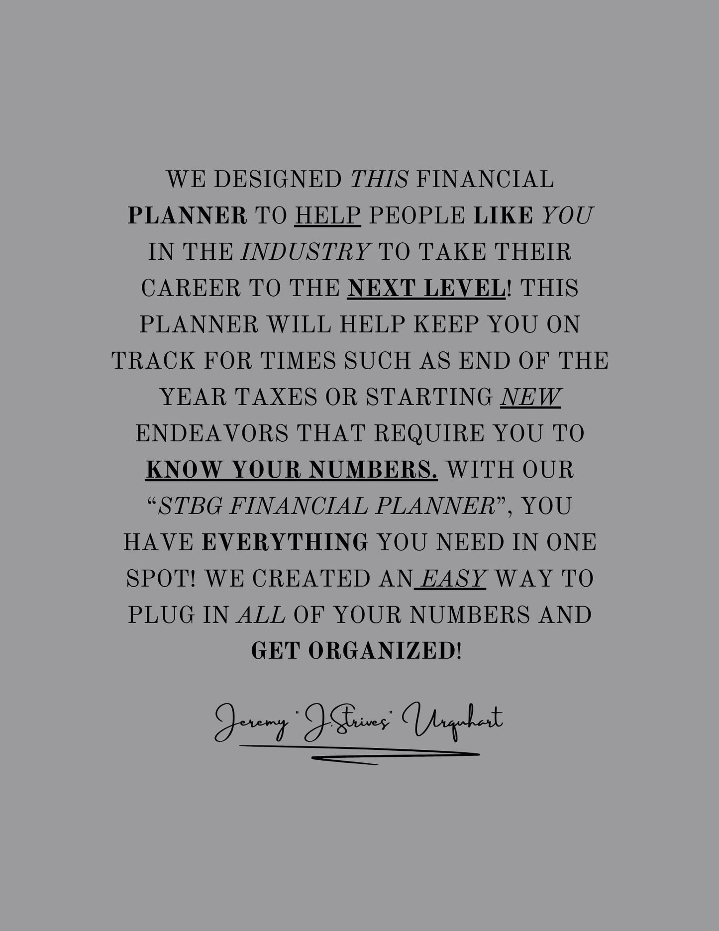 Strive To Be Great Financial Planner